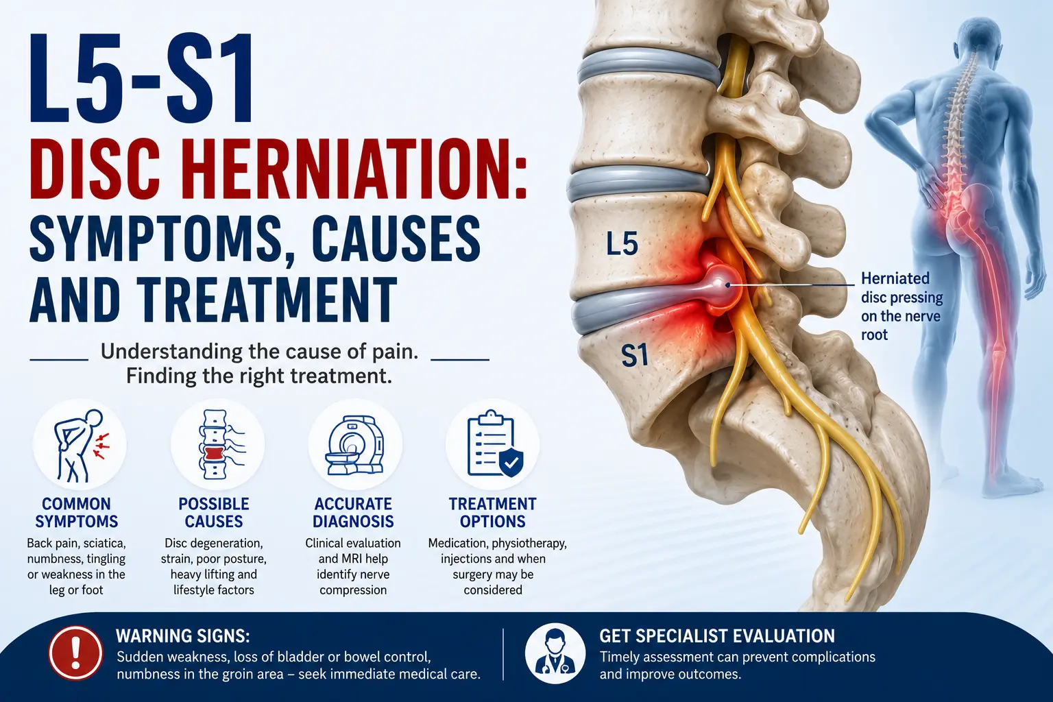 L5-S1 Disc Herniation: Symptoms, Causes and Treatment